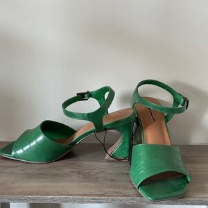 Maurices Green Croc-Embossed Block Heel Sandals